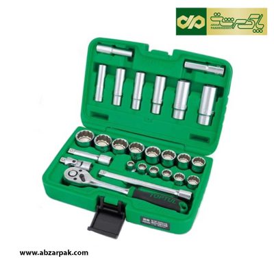 جعبه بکس تاپ تول 26 پارچه درایو 3/8 اینچ 12پر کوتاه و بلند TOPTUL کدGCAI2602