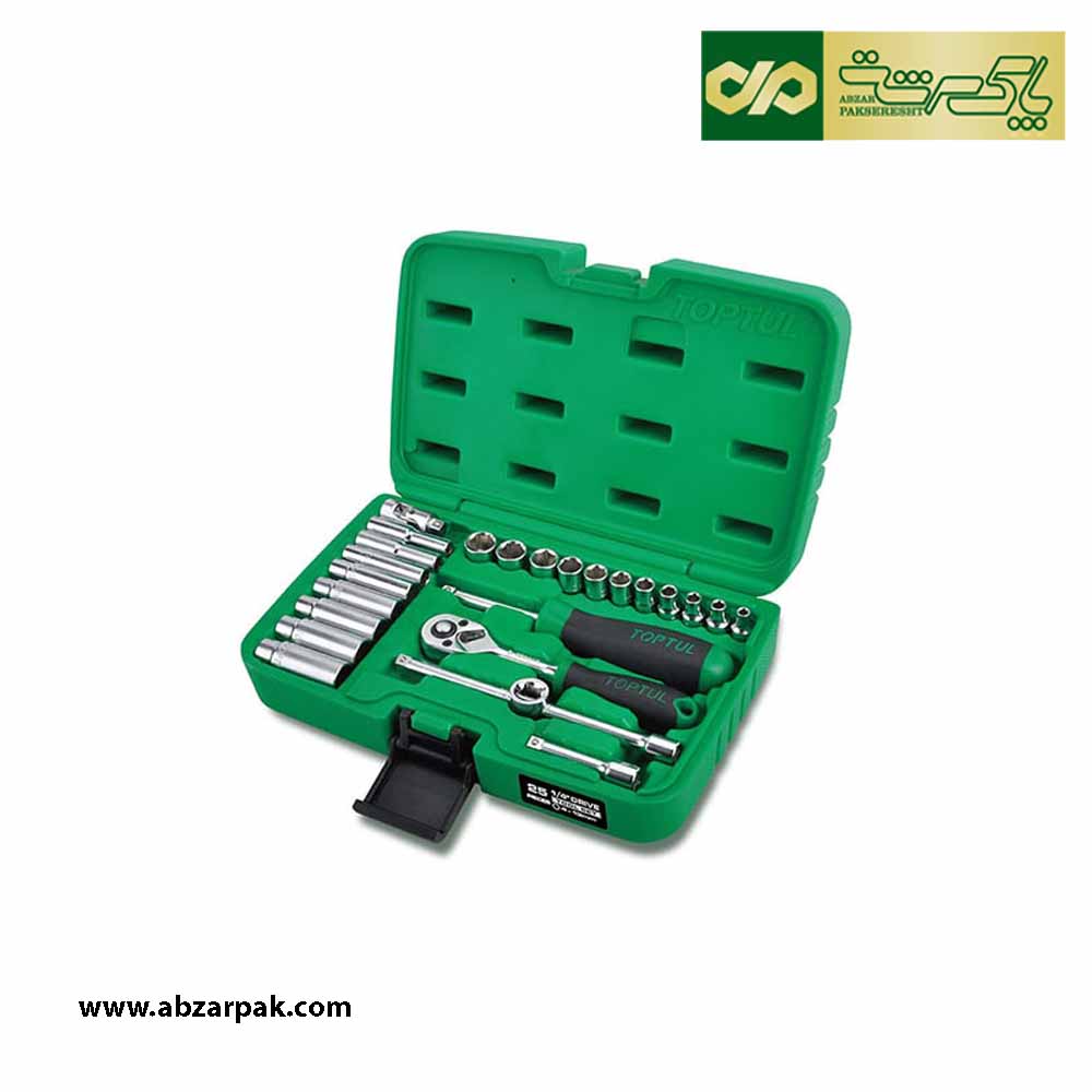 جعبه بکس 25 پارچه 1/4 اینچ تاپ تول TOPTUL مدل GCAI2501 جعبه بکس 25 پارچه 1/4 اینچ تاپ تول TOPTUL مدل GCAI2501
