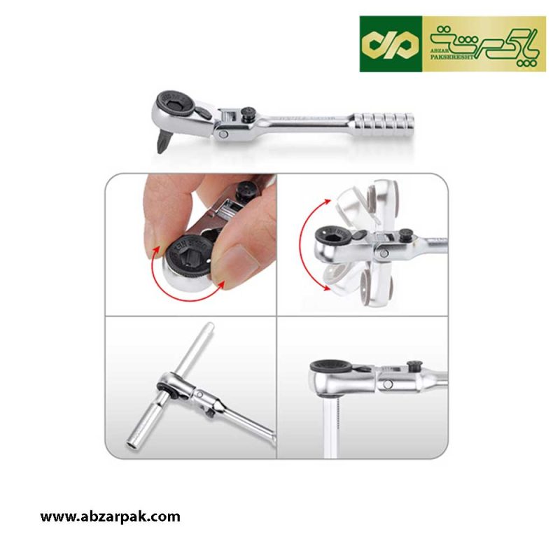 جعبه بکس و بیت 27 پارچه و دسته جغجغه تاشو 1.4 اینچ تاپ تول TOPTUL مدل GADW2701
