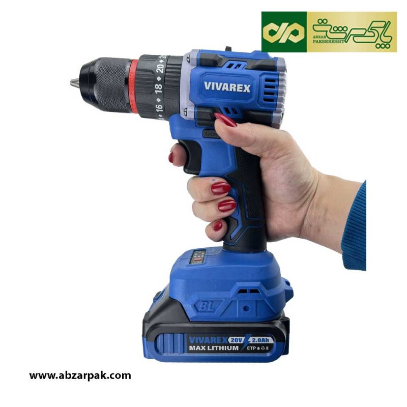 دریل شارژی 20 ولت براشلس ویوارکس VIVAREX مدل VR2010-BLX