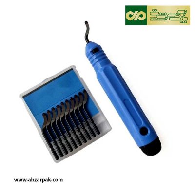 مجموعه 11 پارچه پلیسه گیر همراه با دسته و ۱۰ عدد تیغ پلیسه گیر Deburring system مدل RB1000