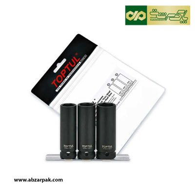 مجموعه 3 عددی بکس ریلی بلند درایو 1/2 اینچ فشارقوی تاپ تول TOPTUL مدل GDAG0301