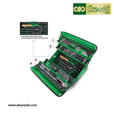 مجموعه 111 پارچه جعبه ابزار کارگاهی سه طبقه تاپ تول TOPTUL مدل  GCAZ111A