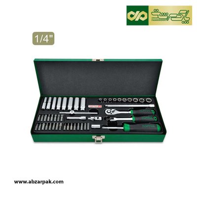 مجموعه 50 پارچه جعبه بکس و بیت درایو 1/4 بلند و کوتاه 6 پر تاپ تول TOPTUL مدل GCAD5005