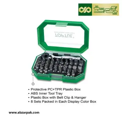 مجموعه 35 پارچه پیچ‌ گوشتی سردریلی و جغجغه مینی ¼ اینچ TOPTUL مدل GACW3504S