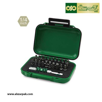 مجموعه 31 عددی سری نوک پیچ گوشتی جور ، با رابط بیت گیر 1/4 اینچ لغلغه ای تاپ تول TOPTUL مدل GABW3101