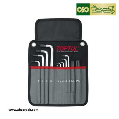 مجموعه 11عددی آچار آلن شش گوش سر گرد فوق بلند تاپ تول TOPTUL مدل GPAQ1101