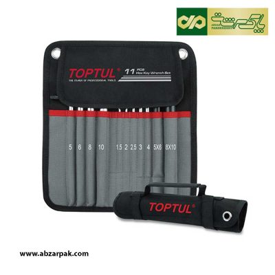 مجموعه 11عددی آچار آلن شش گوش سر گرد فوق بلند تاپ تول TOPTUL مدل GPAQ1101